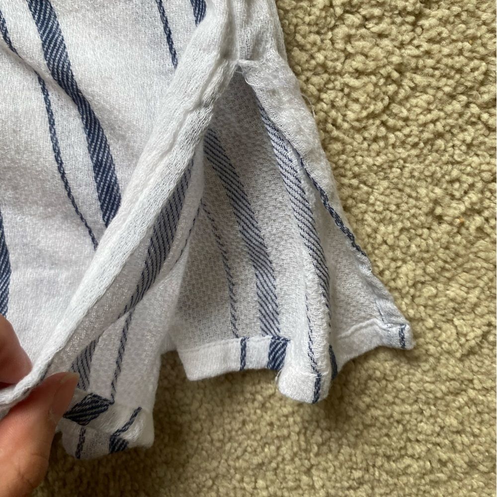 Lucky Brand White and Navy Striped Off-The-Shoulder Swimsuit Cover-Up - Picture 4 of 8